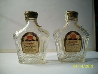 Vtg; (2) Seagrams Crown Royal 1/10 Pint " Empty " With Tax Labels.  Cond.