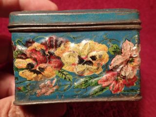early 1900 IMPERIAL RUSSIA RUSSIAN TIN TEA BOX FLOWERS W.  WISSOTZKY MOSCOW 3
