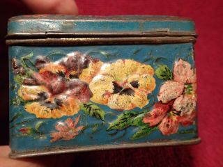 early 1900 IMPERIAL RUSSIA RUSSIAN TIN TEA BOX FLOWERS W.  WISSOTZKY MOSCOW 4