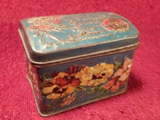 early 1900 IMPERIAL RUSSIA RUSSIAN TIN TEA BOX FLOWERS W.  WISSOTZKY MOSCOW 8
