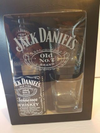 Jack Daniels Rocks Glass 2009 Holiday Gift Set With Empty Bottle