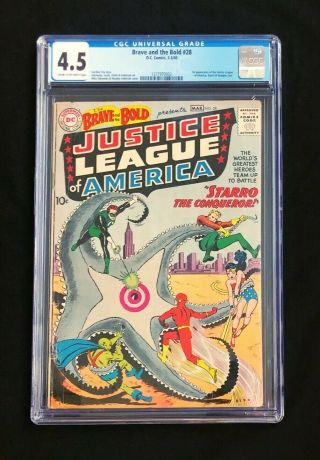 Brave And The Bold 28 Cgc 4.  5 Vg,  1st App Justice League Of America Dc 1960
