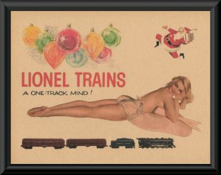 1950s Lionel Trains Pin Up Girl Poster Reprint On Period Paper P184