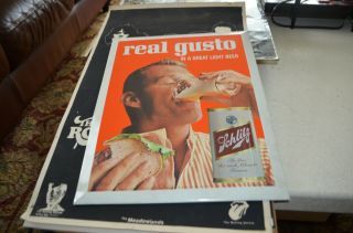 Schlitz Real Gusto Light Beer Breweriana Ad Sign - 1962