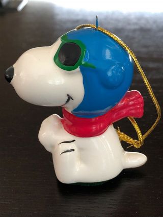 Vintage Peanuts Snoopy Flying Ace Ceramic Christmas Ornament - Japan Determined