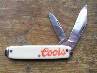 Vintage Coors Beer Pocket Knife Rare 2 Blade Breweriana Advertising Vg,