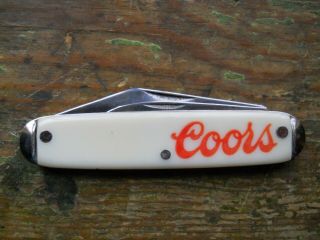 Vintage Coors Beer Pocket Knife Rare 2 Blade Breweriana Advertising VG, 4