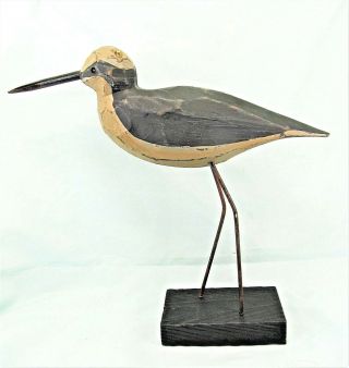 Shore Bird Hand Carved And Painted Wood On Stand Beach Decor (e)