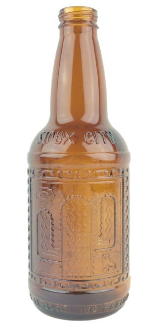 Brown Amber Glass Cactus Orange Sioux City Soda Bottle Embossed Saguaro
