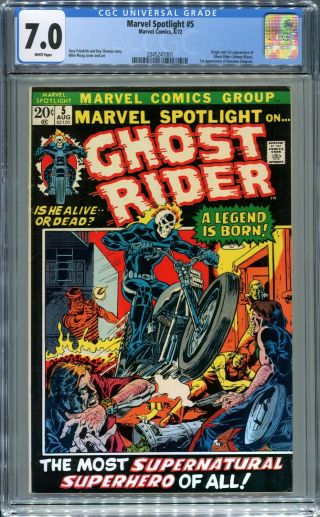 Marvel Spotlight 5 • 1st Ghost Rider • Cgc 7.  0 White Pages