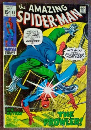 The Spider - Man 93 - " The Prowler " - Bronze Age Comic Book February 1970