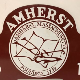 Vintage Metal Amherst Massachusetts Gas And Oll Sign License Plate Topper Dy Cut