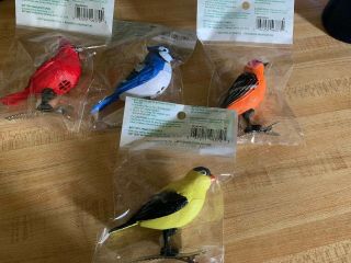 4 Motion Activated Chirping Singing Birds Gold Finch Red Robin