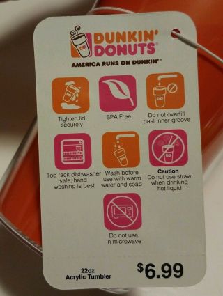 Dunkin ' Donuts America ' s Got Talent Orange Travel Acrylic Tumbler w/Straw 4