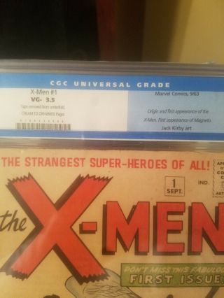 Uncanny X - Men (1st Series) 1 1963 CGC 3.  5 Universal.  Jack Kirby Art. 2