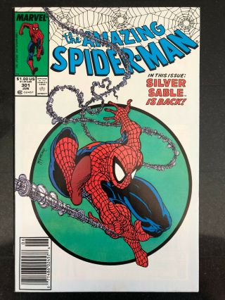 Spider - Man 301 Vf/nm Newsstand Upc Htf Mcfarlane 1988 Marvel