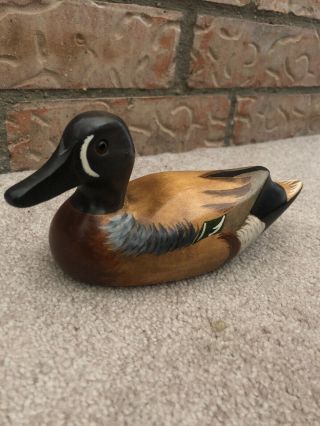 A Wooden Bird Factory Blue Winged Teal Signed L Steinborn 1983 - 7 Inches