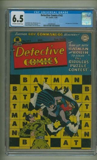 Detective Comics 142 (cgc 6.  5) Ow/w Pages; 2nd App.  Riddler; Dc; 1948 (c 24553)