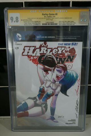 Harley Quinn 0 Cgc 9.  8 Ss 3x Dc Comics Art Sketch Tony Fleecs Conner