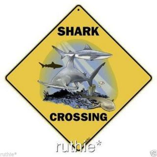 Shark Metal Crossing Sign 16 1/2 " X 16 1/2 " Diamond Shape Made In Usa 78