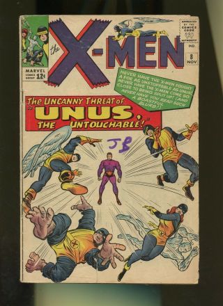 X - Men 8 Gd 2.  0 1 Book Marvel Mutants 1st Unus The Untouchable 1964,  Kirby
