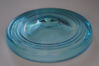 Vintage Blue Glass Lid For Regular Mouth Wire Bail Closure Ball.  Canning Jars