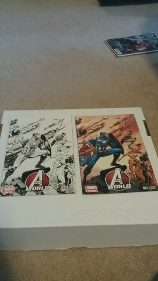 Avengers World 1 Rare Adams Variant Set 1/75 Color And 1/125 Sketch