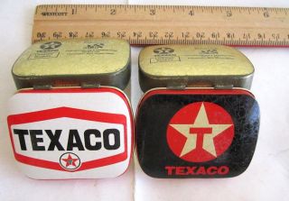 2 Texaco Tins/set -,  Empty Pill/mint Box,  Old Vintage Stack,  Hard Find,  Rare