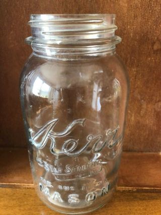 Antique Kerr Self - Sealing Quart Mason Jar