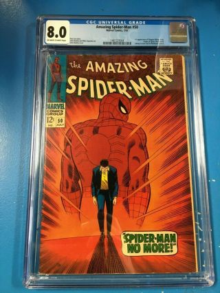 Spider - Man 50 1967 Cgc 8.  0 1st Appearance Kingpin Ow/w Classic Cover