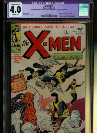 X - Men 1 Restored Cgc 4.  0 | Marvel 1963 | Origin & 1st X - Men And Magneto.