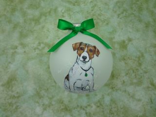 D065 Hand - Made Christmas Ornament Dog - Jack Russell Terrier - Sitting Puppy Cute
