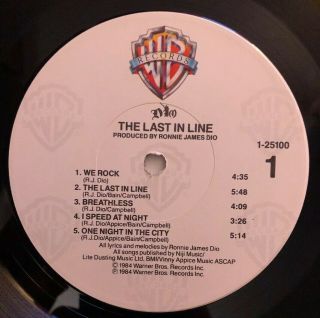 Dio - The Last In Line - 1984 US 1st Press 1 - 25100 VG,  Ultrasonic 4