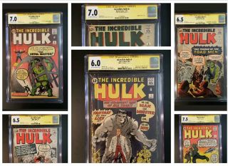 Incredible Hulk 1 To 6 Cgc 6.  0 All Signed Ss Stan Lee 1st Avengers Iron Man 181