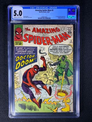 Spider - Man 5 Cgc 5.  0 (1963) - 1st Doctor Doom Appearance