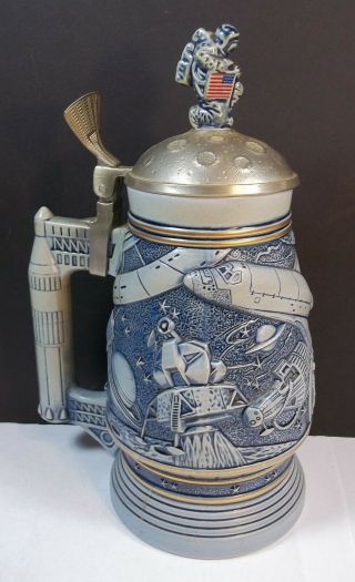 Conquest Of Space Lidded Beer Stein Mug Astronaut Moon Landing - Avon