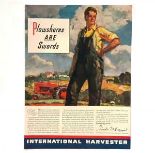 1941 International Harvester Advertisement Farm Tractor Plow Ww Ii Vtg Print Ad