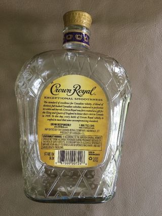 CROWN ROYAL Blended Canadian Whisky 1 L Empty Bottle 3