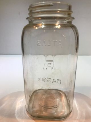 Vintage [Hazel] Atlas H over A Mason quart jar,  clear,  heavy weight 2