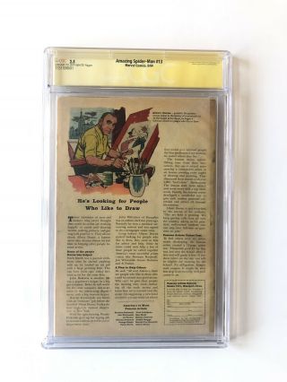 Spider - man 13 First Appearance of Mysterio.  CGC 2.  5 SIGNED BY STAN LEE 2