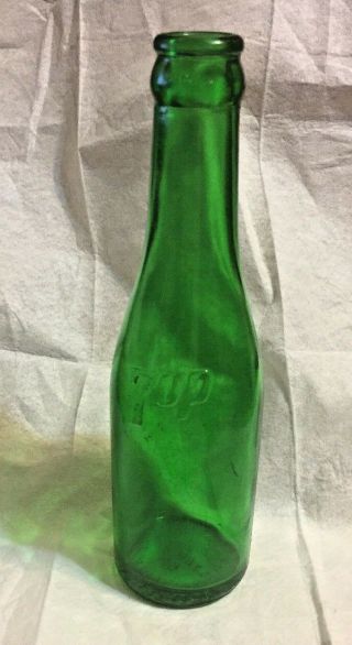 Vintage 7 - Up Green Glass Bottle Embossed 7 Up On Front Bottom Is Marked Also