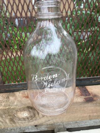 Vintage Half Gallon Milk Bottle Borden Wieland Dairy Chicago Illinois 1942