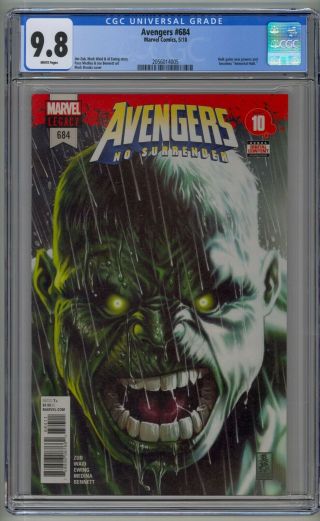 Avengers 684 1st Appearance Of Immortal Hulk Cgc Near Mint/mint 9.  8
