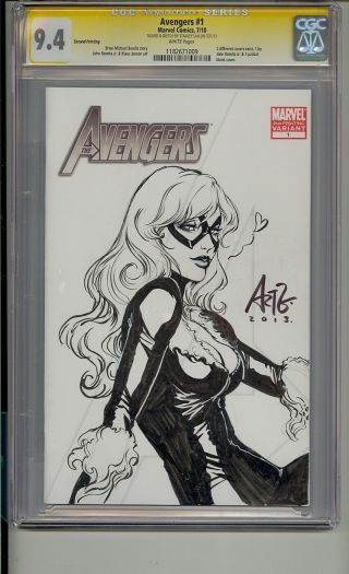 Avengers 1 Cgc 9.  4 Ss Signed Sketch Stanley Lau Artgerm Black Cat Art