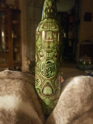 Very Rare Green Label Art Series 2007 Mountain Dew Aluminum Bottle