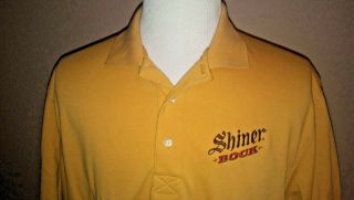 Shiner Bock Mens Polo Shirt Xl Yellow Short Sleeve Collared Texas Beer Brewery