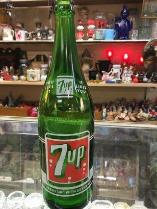 Vintage 7 Up Bottle Pint Size 12 Inches High