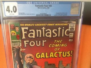 Fantastic Four 48 Cgc 4.  0 White Pages First Silver Surfer And Galactus