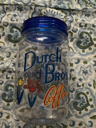 Dutch Bros Coffee Plastic Mason Jar Reusable Cup Mug