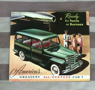 Willys Motors Jeep Deluxe Station Wagon 1950s Sales Brochure Poster Vintage